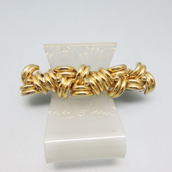 Gold Metal Hair Barrette, Criss Cross Design, Vint