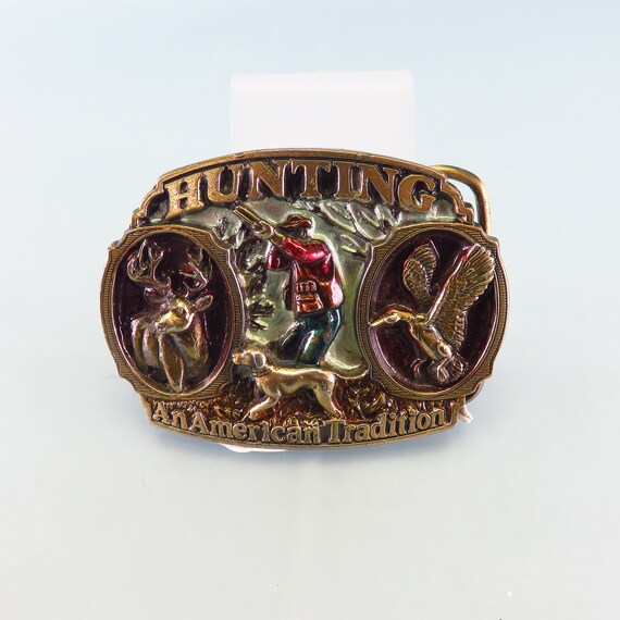 Vintage Solid Brass and Enamel Great American Buckle Company  display picture 1