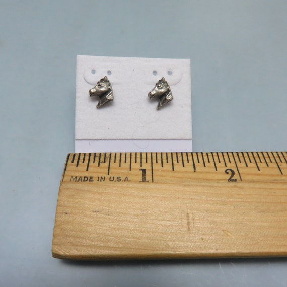 Teeny Tiny Pewter Horse Head Pierced Earrings, Mi… - image 2