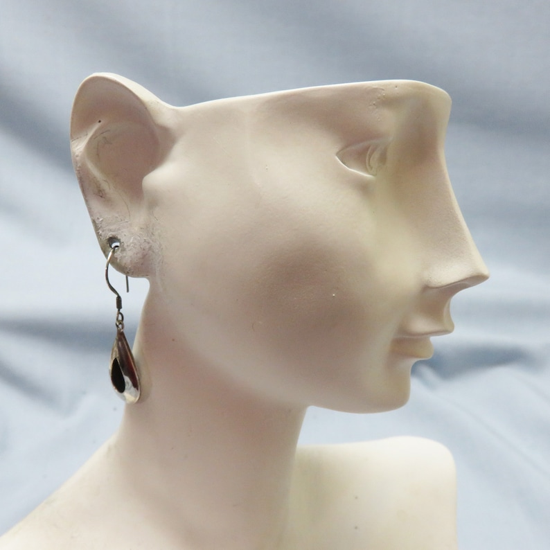Vintage Pierced Earrings Sterling Teardrop Loop Design