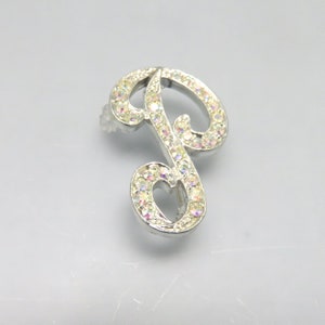 Rhinestone Initial P Brooch or Pin, Vintage, 1960s Rhinestones