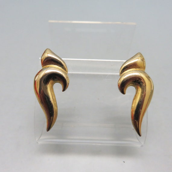 Stylized Peacock Head Pierced Earrings, Vintage G… - image 1