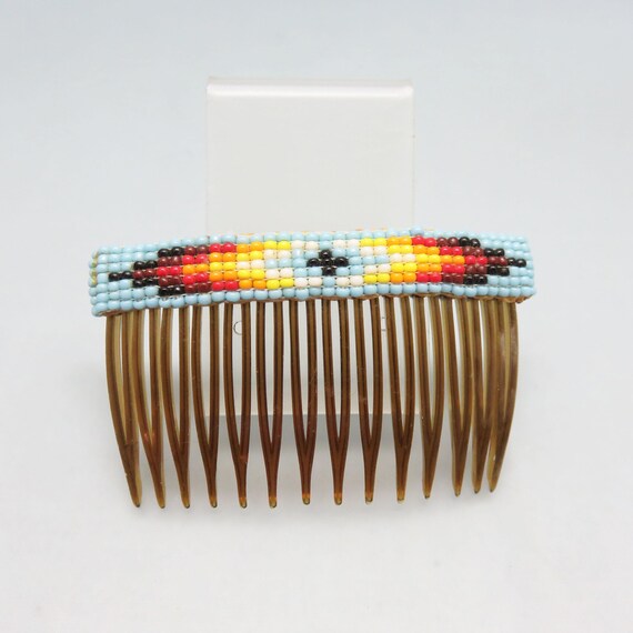 角製櫛 伝統的インドデザインIndian antique comb Vintage Hand Beaded Hair Comb, Native American, - Etsy