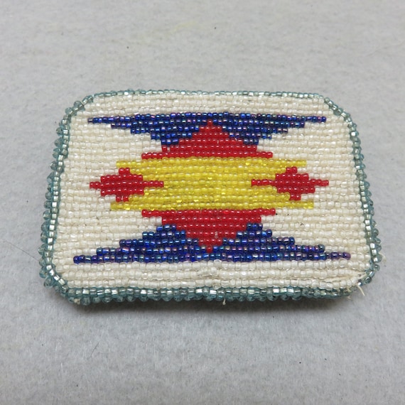 Vintage Hand Beaded Native American Belt Buckle - Etsy display picture 2