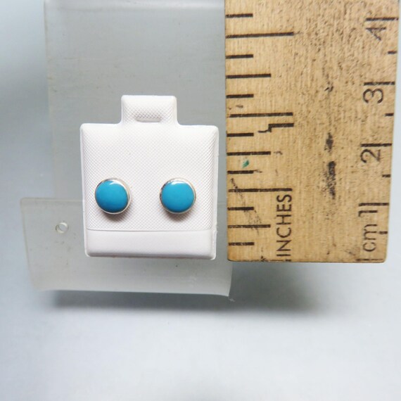 Tiny Sterling Silver Turquoise Stud Earrings: Rou… - image 2