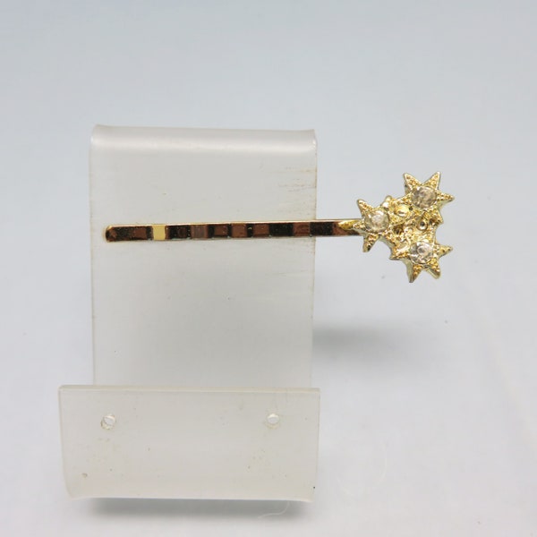 Trio of Stars Bobby or Hair Pin, Vintage, Rhinestone Accents