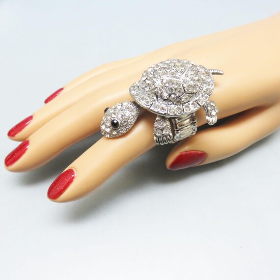 Vintage Turtle Ring,  Adjustable,  Movable Head a… - image 7