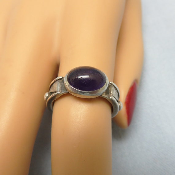 Artisan Amethyst Sterling Silver Ring, Modern Des… - image 2