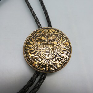 1960s Gold Coat of Arms Bolo Tie, Handmade Rockin&#39; JK Design