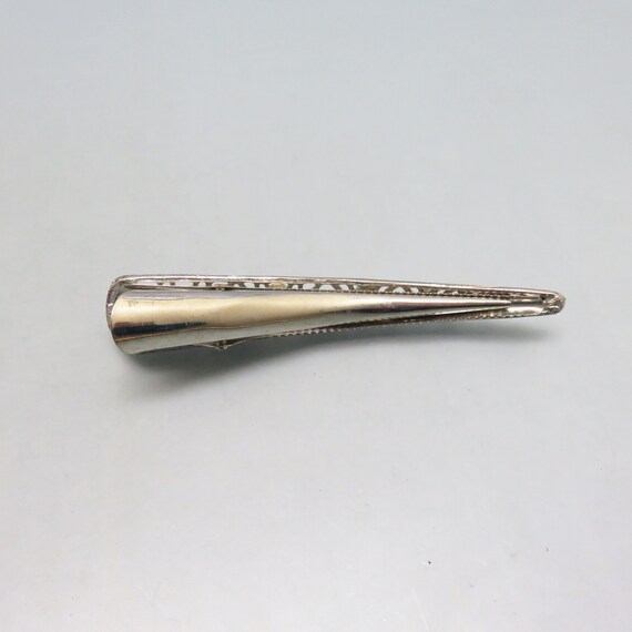 Vintage Huge Silvery Metal Hair Clip, Open Design… - image 4