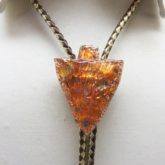 Resin Copper and Gold Foil Arrowhead Vintage Bolo… - image 3