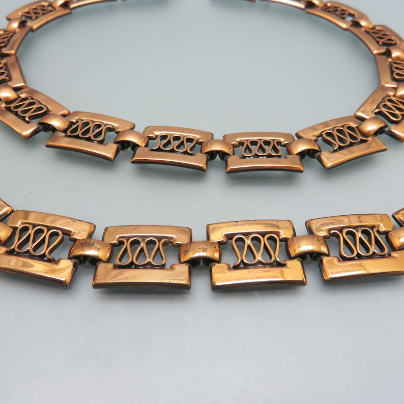 Renoir Style Copper Necklace Bracelet Set, Vintage Copper Demi Parure image 2