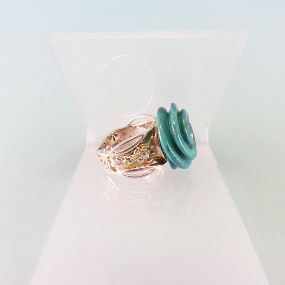 Sterling Silver Turquoise Rose Ring,   Size 6, Vi… - image 1
