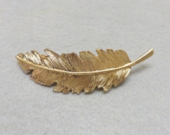 Antique Gold Feather Barrette Amazon.com : Womens Barrettes 4 Colors Large Leaf Feather  main image 3