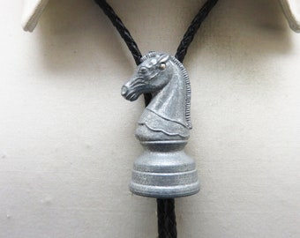 Chess Piece Icon Bolo Tie, Vintage Knight or Horse Bolo Tie