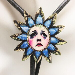Summertime Flower Face Bolo Tie, Handmade Bolo Tie for the Gardener