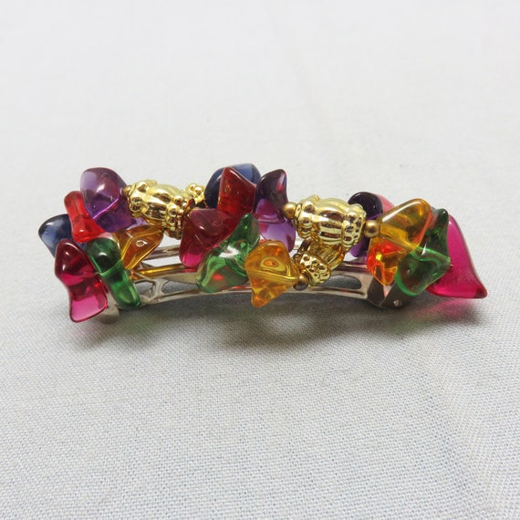 Vintage Candy Colored Plastic Chip Hair Barrette - image 1