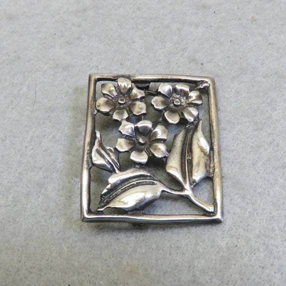 Vintage Sterling Silver Picture Window of Flowers… - image 2