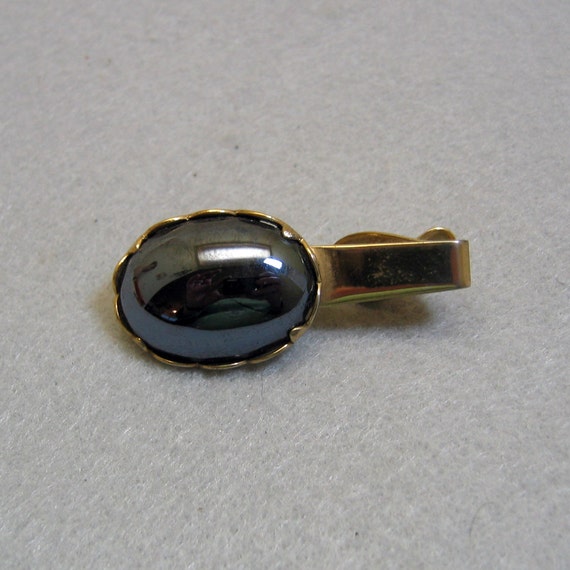 Classy Silvery Hematite Tie Clip or Clasp, Vintag… - image 2