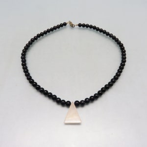 Vintage Blue Goldstone Beaded Necklace, Rose Quartz Pendant