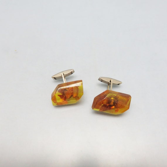 Gorgeous Real Amber Vintage Cuff Links - image 3