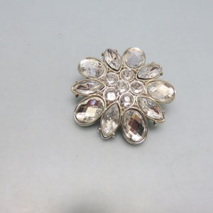Floral Design Vintage Clear Rhinestone Hair Barrette or Clip, Bold