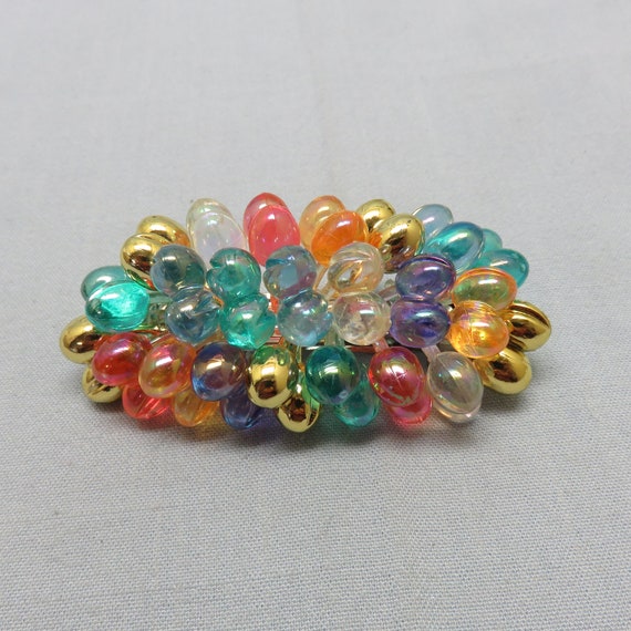 Vintage Candy Colored Plastic Bead Hair Barrette - image 1