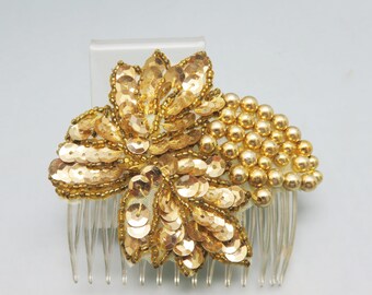 Vintage 1980s Clear Rhinestone Flower Design Hair Comb - Etsy display picture 1