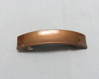 Vintage Modern Coppery Brown Plastic Hair Barrette