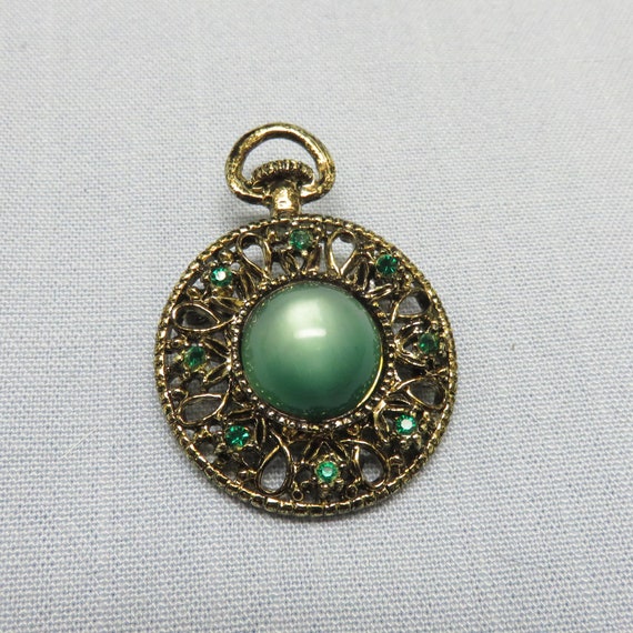 Vintage Gerry's Faux Pocket Watch Brooch, Rhinest… - image 1