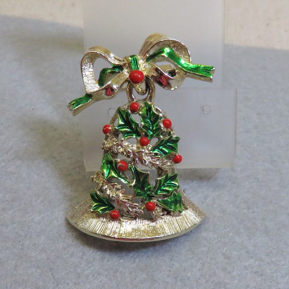 Christmas Pin, Vintage Christmas Bell Pin - image 1