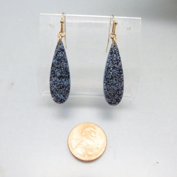 Vintage Glittered Black Droplet Pierced Earrings,… - image 2