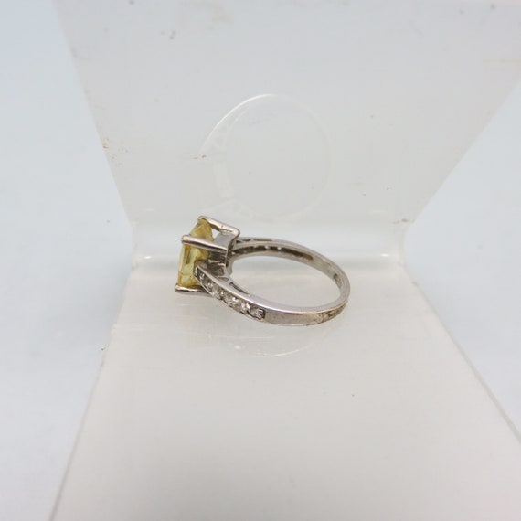 Vintage Canary Yellow Cubic Zirconia and Sterling… - image 2