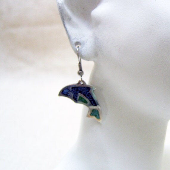 Pierced Earrings, Dolphin, Turquoise and Sodalite… - image 6