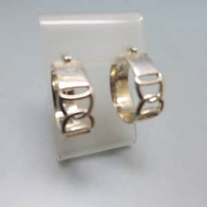 Big Bold Vintage Sterling Silver Hoop Pierced Earrings