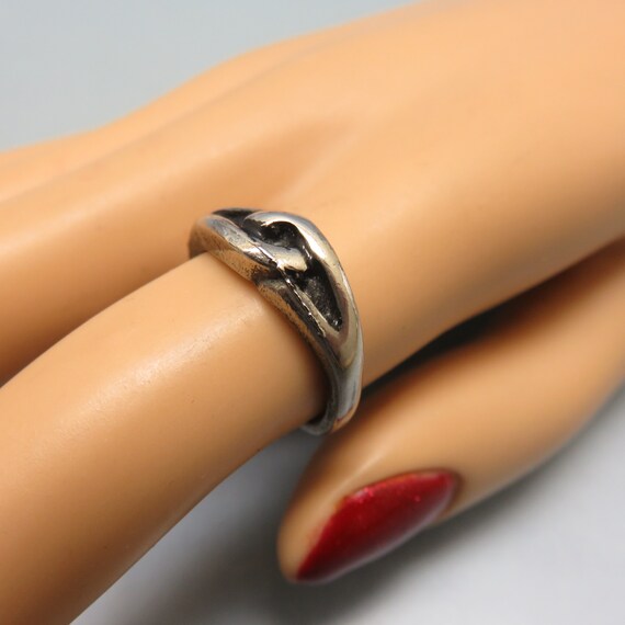 Vintage Sterling Silver Interlocking Ring - Size … - image 5