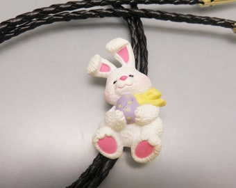 Easter Bunny and Easter Egg Bolo Tie, Handmade, Cute Spring Bolo Tie