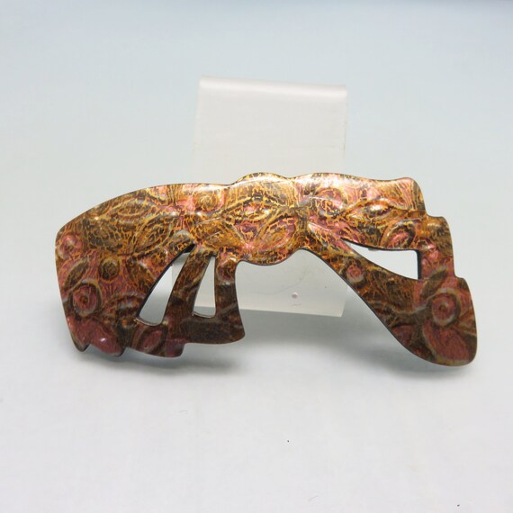 Vintage French Lucite Hair Barrette: Copper Hair Bow Design