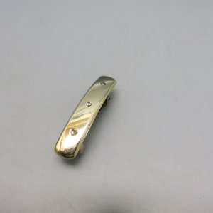 Gold Metal Petite Hair Barrette, Rhinestone Accents