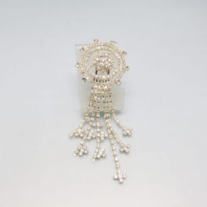 Vintage Art Deco Rhinestone Hair Comb: Silver Metal Jewel