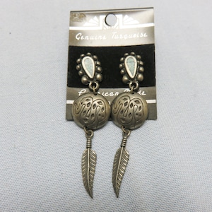 Turquoise Pewter Pierced Earrings, Vintage, Mint on Card, Southwestern Earrings