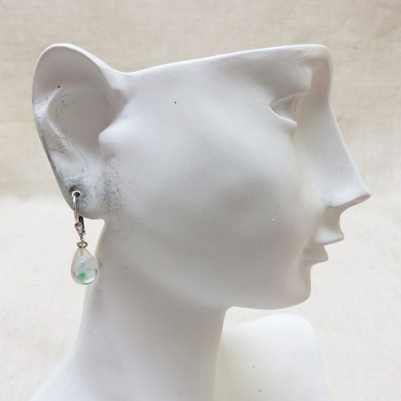 Crystal Raindrop Pierced Earrings, Sterling Silve… - image 3