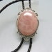 Handmade Fancy Oval Rose Quartz Bolo Tie, Made in Montana 