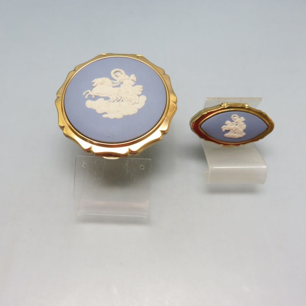 Vintage Stratton Powder Compact and Pill Box, Wedgwood Tops