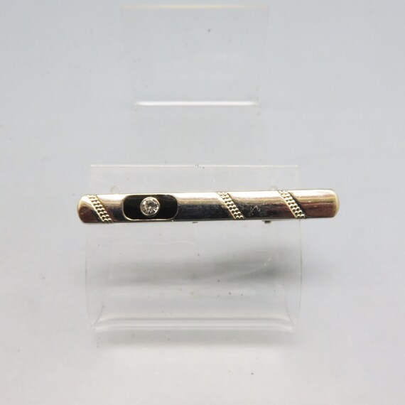 1970s Clear Rhinestone Tie Clasp, Elegantly Designed Silvertone Metal Tie Clip, Sarah Coventry