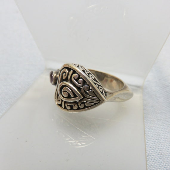 Chunky Ethnic Look Sterling Silver Amethyst  Ring… - image 3
