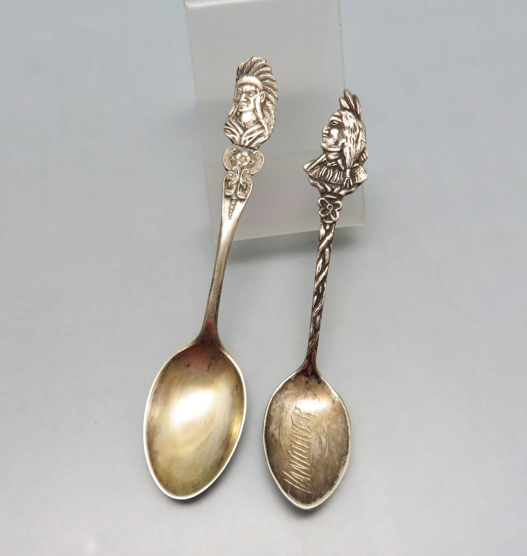Native American Sponge Sterling Native American Souvenir Spoons, Vintage Demitasse Spoons ...