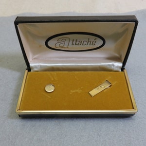Vintage Attache Golden Tie Clip and Tack Set - Groomsman Gift