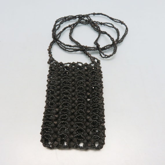 Tiny Hand Beaded Purse Necklace, Necklace Pouch, … - image 1