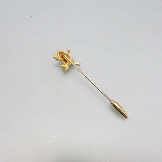 Rhinestone Frog Stick Pin, Vintage 1980s Frog Pin - image 3